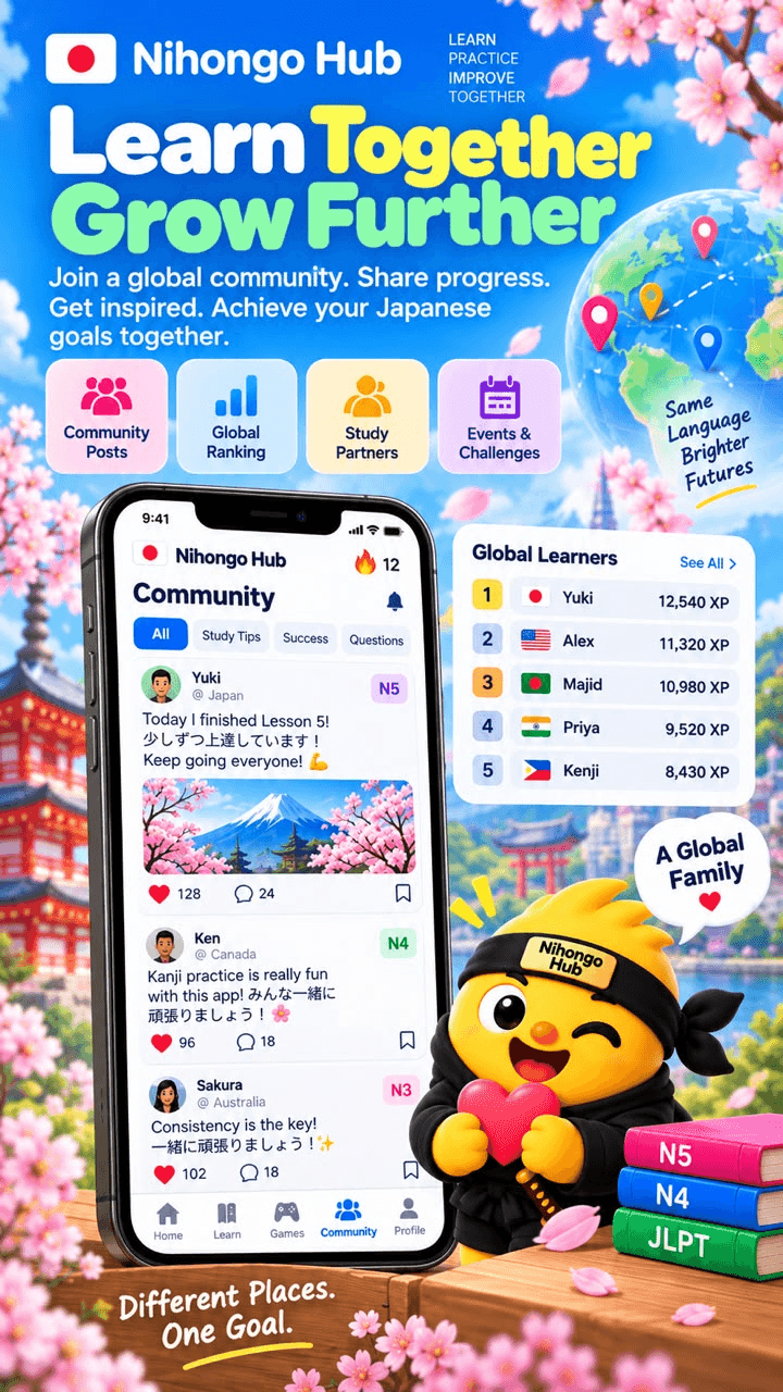 NihongoHub app artwork: Learn together